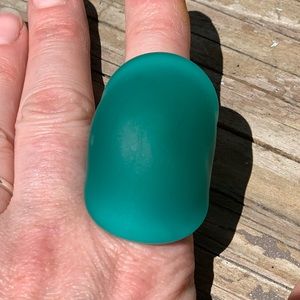 Handmade Teal Glass Ring Handmade In Murano, Italy
